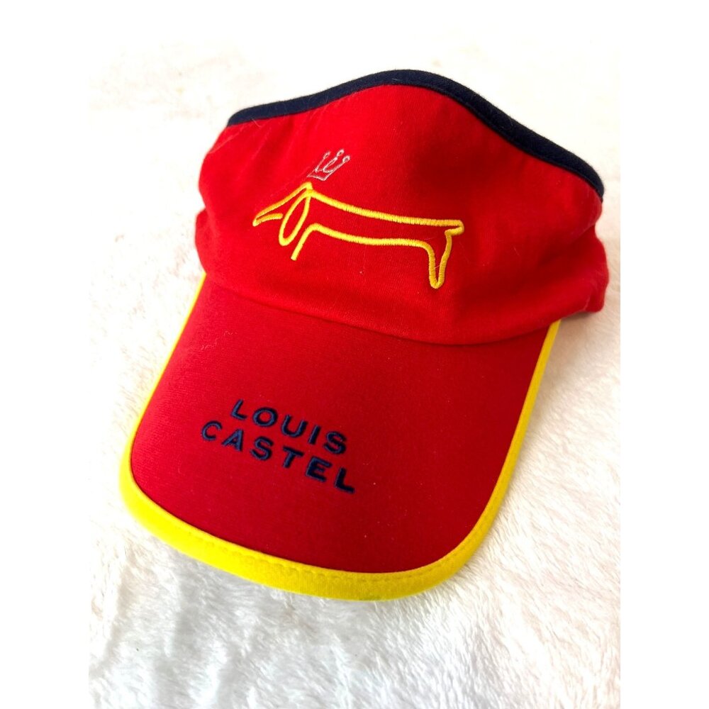 Louis Castel Red Yellow Visor Cap Hat Korea Golf Dachshund One Size Wiener Dog